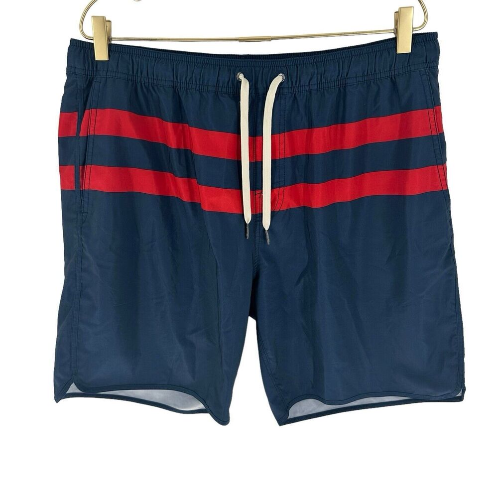 Fair Harbor Swim Trunks Mens XXL Red Stripe Anchor Compression Lined Performance